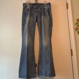 Silver Jeans Eden Flare W30 x L33 Distress Low Rise White Stitch